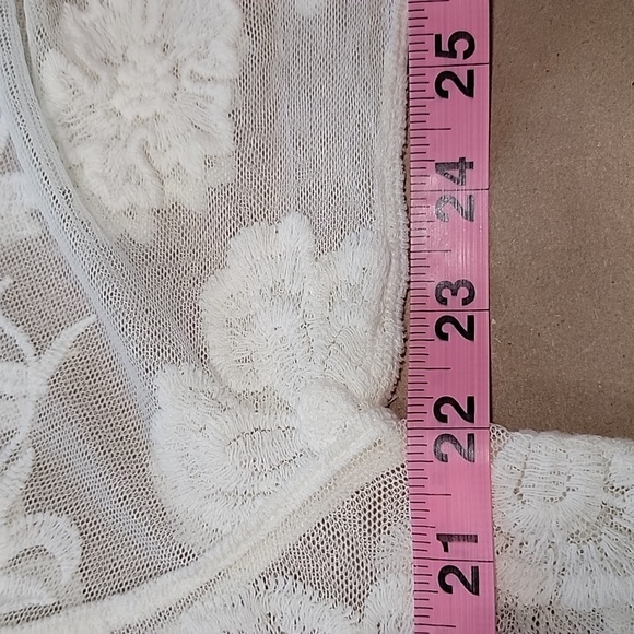 Dizzy Gal Size S Ivory Lace Floral Open Front Kimono / Swimsuit Cover. *Has Flaw - Picture 10 of 13